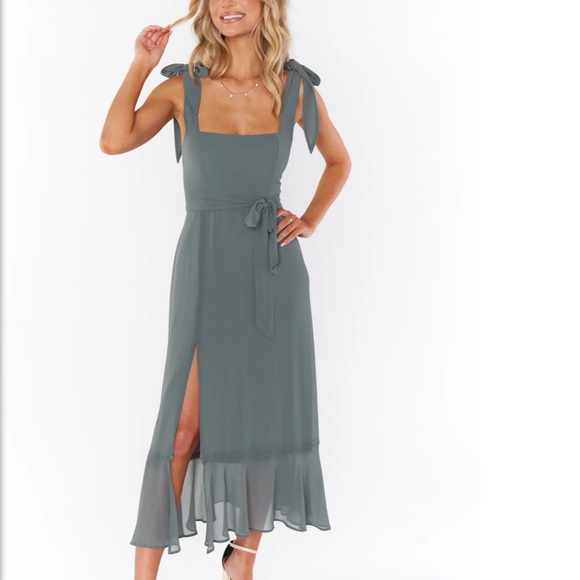 Show Me Your MuMu Dresses & Skirts - Show Me Your Mumu Claire Midi Dress Deep Sage Chiffon
